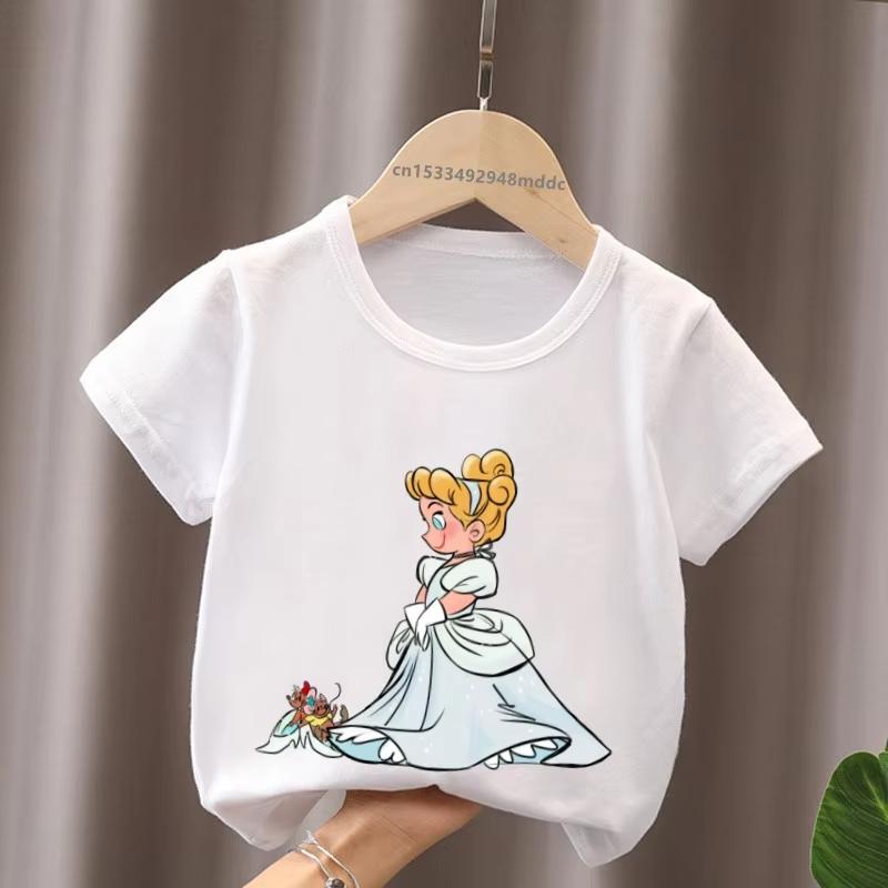 Hot Selling Little Princess Ariel Jennifer Cinderella Printed Childrens Unisex Women Tshirt Cotton Tshirt Summer