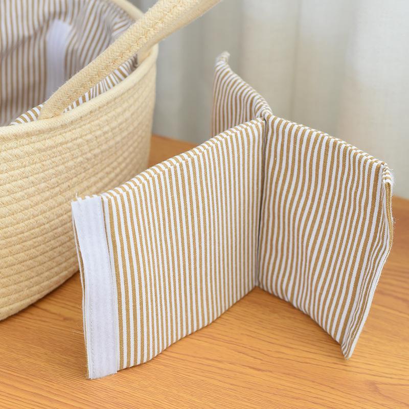 Однотонная хлопковая сумка для подгузников со съемными перегородками и проволочной корзиной для детских принадлежностей