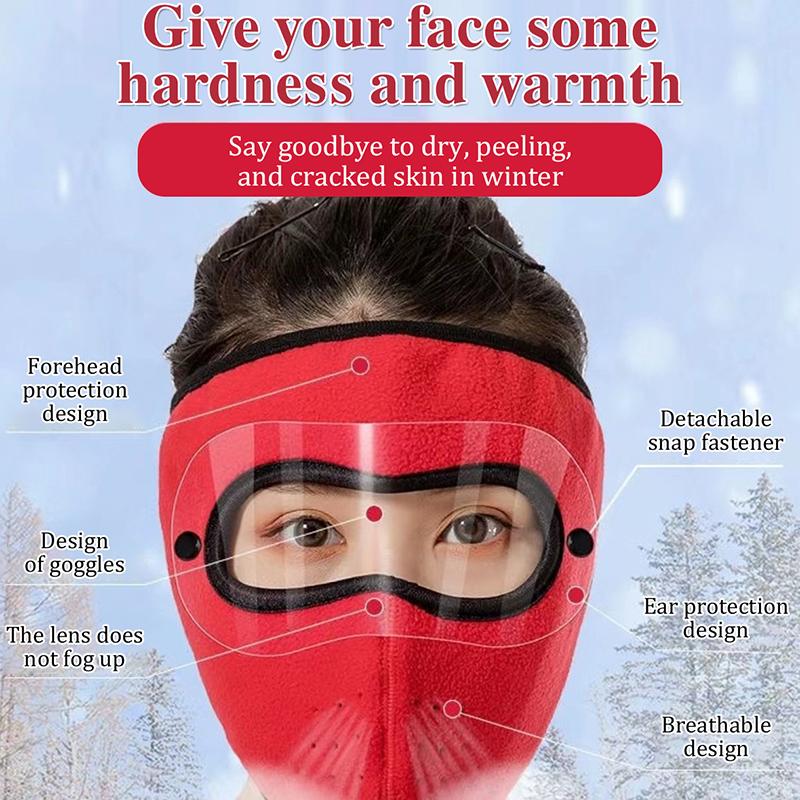 Ветрозащитная теплая маска для лица Зимняя шапка Лыжные дышащие маски Флисовые защитные шапки с очками HD Противотуманная велосипедная шапка Балаклава