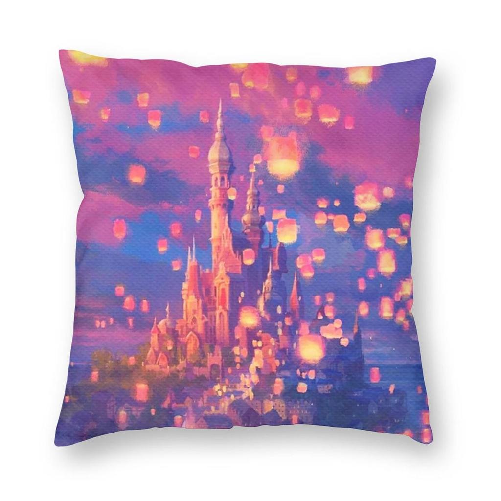 Lanterns Floating Castle Pillowcase Polyester Linen Velvet Pattern Zip Decorative Throw Pillow Case Home Cushion Cover