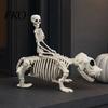 Bone Texture Halloween Decor Decoration, Skeleton Riding Dog Statue, 52cm Large Figure for Unique Yard Display, Spooky Child Hound Haunted House