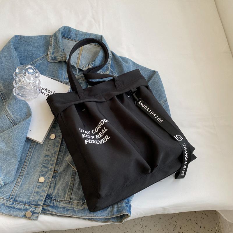 Холщовая сумка с буквенным принтом, женская большая сумка, студенческая сумка через плечо большой вместимости