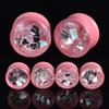 2pcs 8-30mm Pink Ear Gauges Tunnels Double Flared Plug Body Piercing Jewelry for Women Men