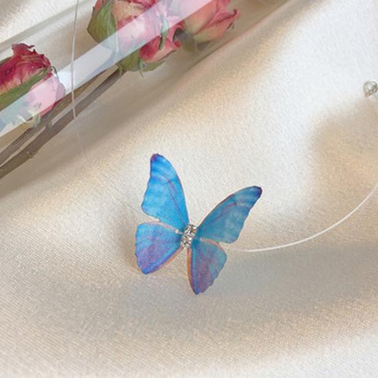 Ожерелье-чокер в виде бабочки, бохо, невидимая цепочка, бабочка, фея, чокер, прозрачная леска, ожерелье для женщин и женщин