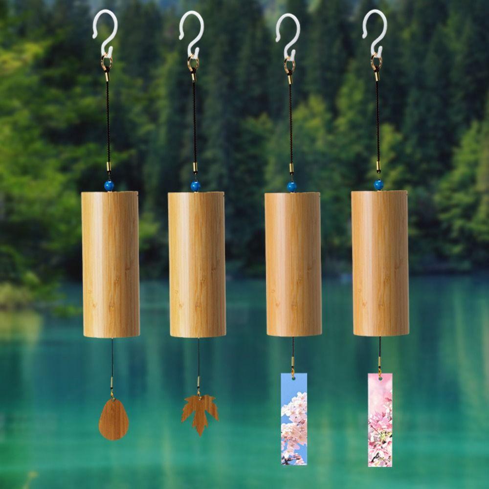 Hand Cranked Musical Windchime Antique Blessing Bell Landscape Decor Bamboo Wind Chimes Garden