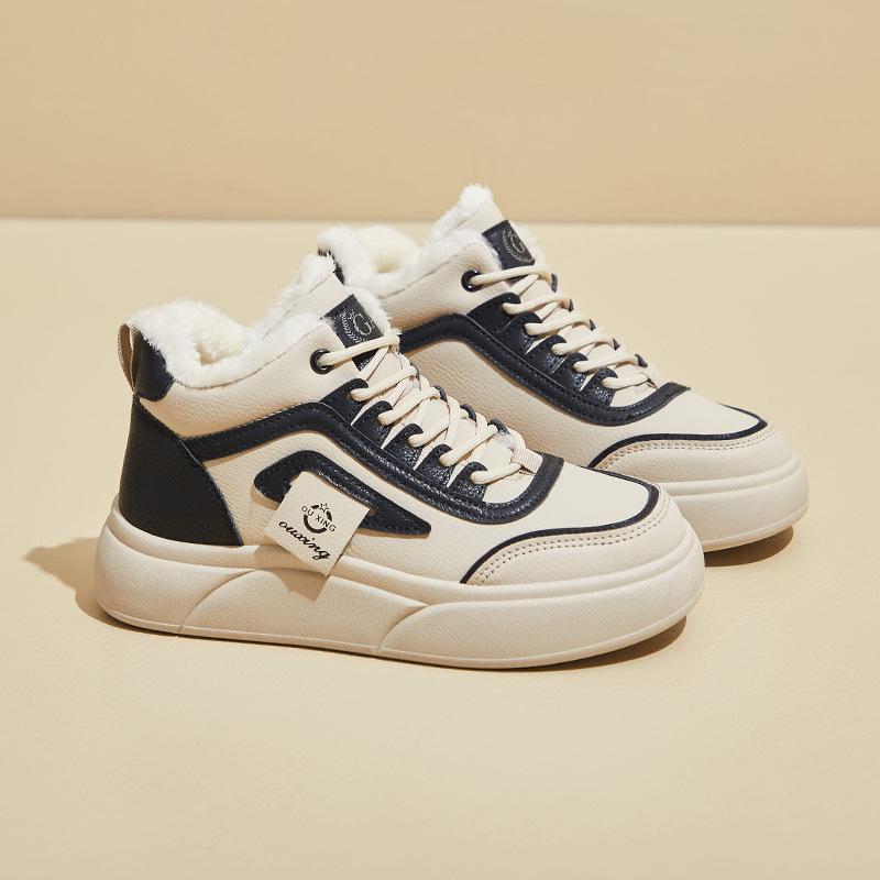 2024 Winter White Plus Velvet Thick-Soled Heightening Sports Shoes - New Korean Style for Women, SH909