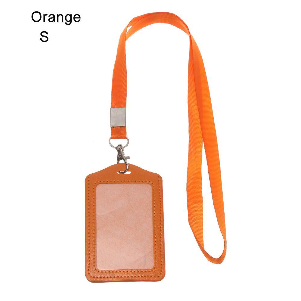 ID Leather Card Holders Lanyard Card Sleeve Women Men PU Bank Card Name Credit Card Holders Neck Strap Card Candy Colors