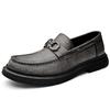 Fashion British Style Trendy Gray Men's Thick Soled Loafers High-end Banquet Dress Shoes Office Men's Business Work Shoes Anti Slip