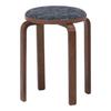 Fuji Boeki Bentwood Stackable Stool, 32cm Wide X 32cm Deep X 47cm High, Gray/Brown Fabric, Compact, Assembly Required, Product Number 14543