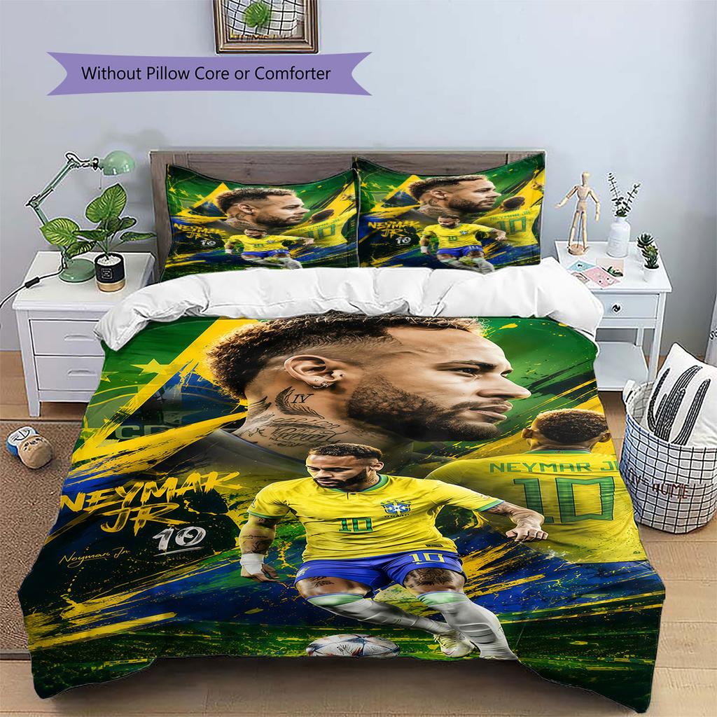 Neymar Jr Pattern Bedding,Quilt Set Quilt Cover Pillowcase Home Birthday Gift(1 * duvet cover + 2 * pillowcase, without core)