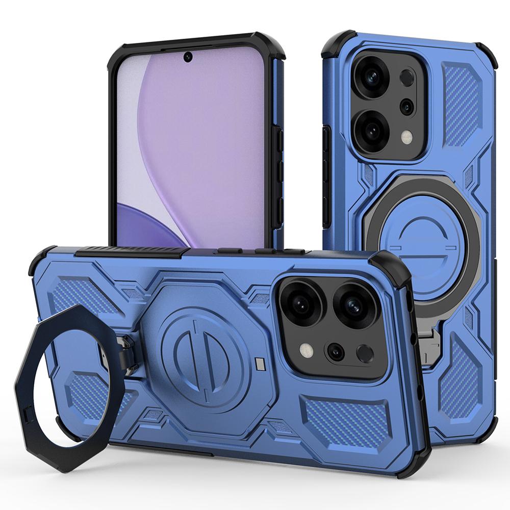 For Oppo Reno14 5G (Global) Magnetic Case Rotating Metal Kickstand PC+TPU Phone Back Cover