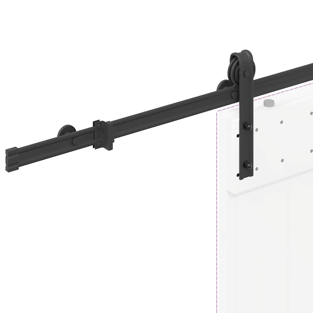 Sliding Door Hardware Set 200 cm Steel Black
