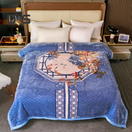 Одеяло из фланели Утолщенное Цветочный принт Двухслойное Сохранение тепла Простота ухода Машинная стирка Максимальный комфорт Двустороннее Очень большой размер Зима