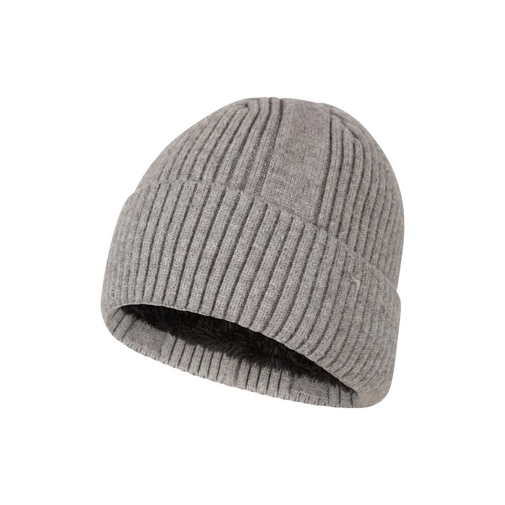 Mountain Warehouse Mens Ribbed Faux Fur Lined Beanie