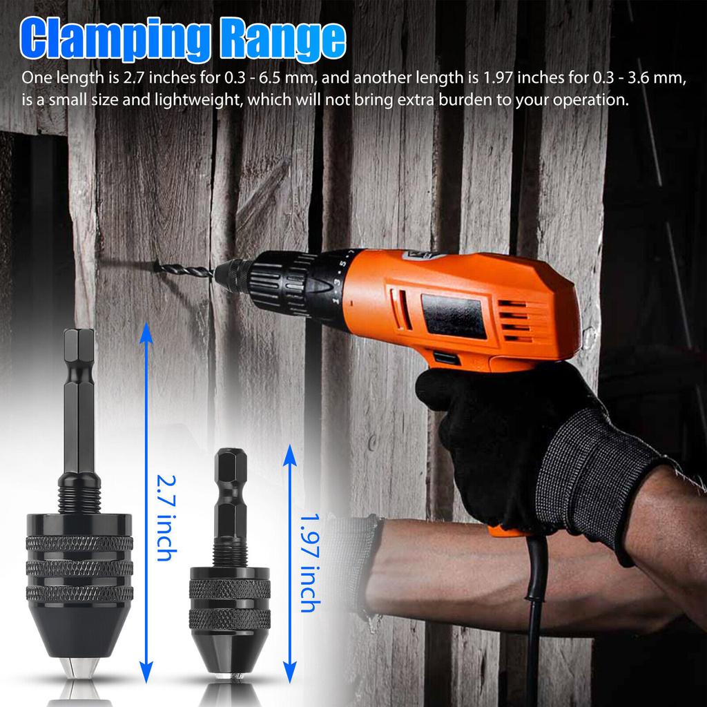 Electric Screwdriver 0.3 3.6/6.5mm Keyless Drill Chuck 1/4 Inch Hex Shank Keyless Drill Chuck Chuck Tool