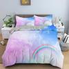 Радужный пододеяльник, комплект постельного белья, цветное облачно-радужное покрывало из полиэстера с 3D-образным рисунком, размер King, полный размер для женщин и девочек, комплект постельного белья