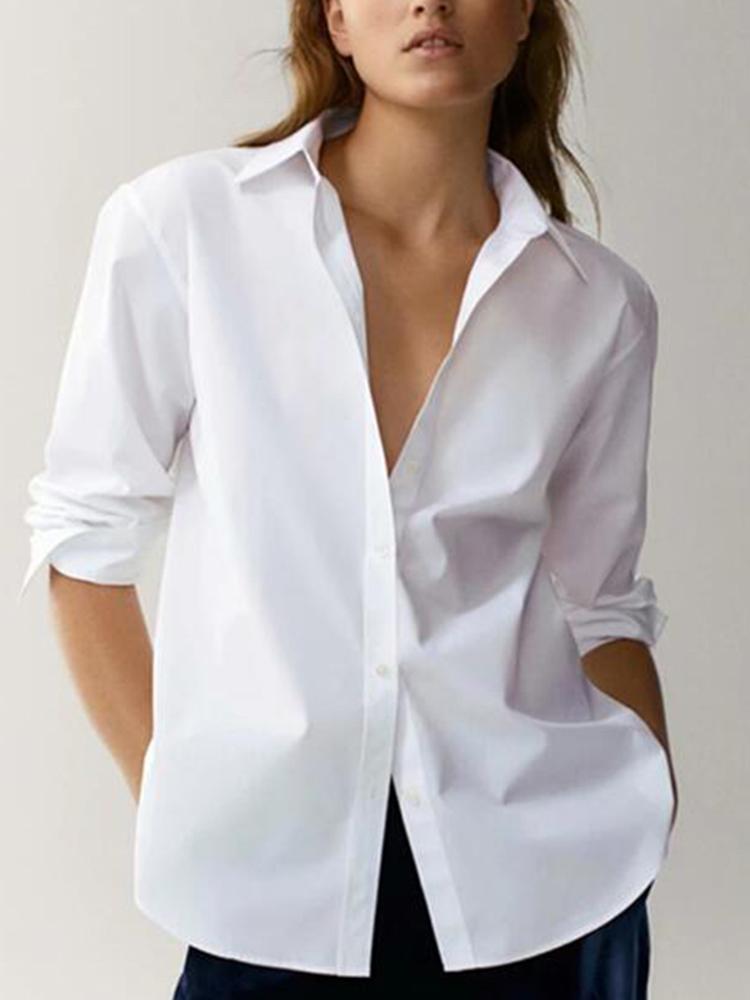 Withered England Style Office Lady Simple Fashion Poplin Solid White Blouse Women Blusas 2025 Shirt Women Tops