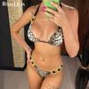 S-XL Bling Diamond Leopard Бикини Женский купальник Женский купальник из двух частей Комплект бикини с лямкой на шее Купальник Купальный костюм Плавание