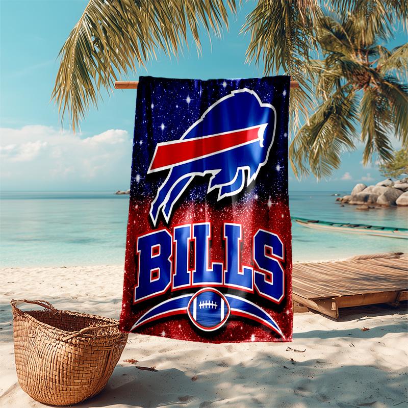 proof beach towel with Buffalo Bill LOGO pattern - soft,absorbent,quick-drying,machine washable - perfect for swimming,camping,bathing