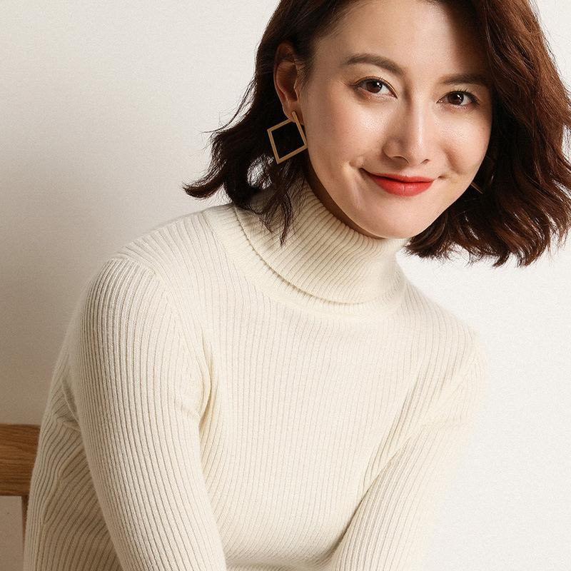 Водолазка Джемпер Женские Вязаные Блузки Модные Дамские Свитера Зимние Термобелье Полосатые Длинные Рукава Осенние Теплые Топы