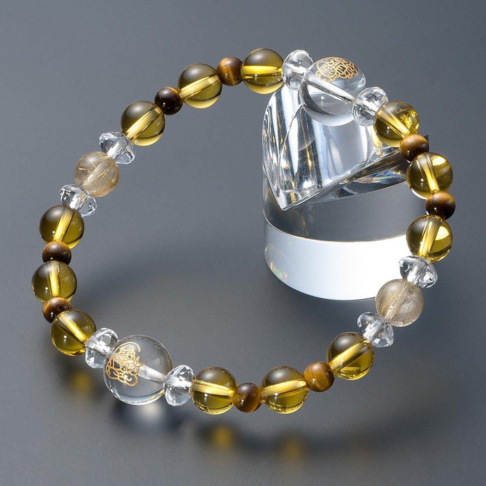 Buddhist Altar Shop Takita Special Selection Prayer Beads Bracelet with Natural Ebisu and Daikokuten 12mm Genuine Rutilated and Eye Inner