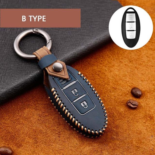 Чехол для автомобильного ключа из натуральной кожи для Nissan SENTRA LIVINA TIIDA MARC KICKS X-TRAIL TEANA J10 J11 T32 Qashqai