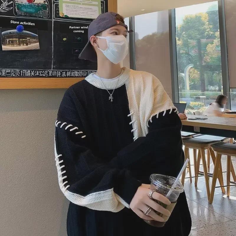 Модный свитер-пуловер с контрастными цветовыми переходами для мальчиков на осень/зиму