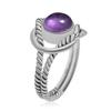 Кольца с натуральным аметистом из стерлингового серебра 925 пробы с витой веревкой и раздельным хвостовиком диаметром 7 мм для женщин и девочек