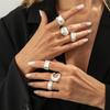 Fashionable Sliver Color Matte Wide Edge Rings for Women Cool Style Irregular Alloy Featuring Open Ring Unisex Jewelry Gift