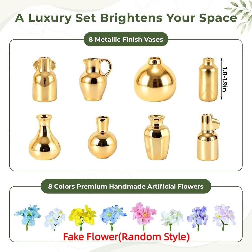 8Pcs DIY Tiny Magnetic Bud Vases 3D Vase Fridge Stickers Mini Ceramic Vase Magnets Living Room