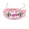 Pink Ribbon Charm Bracelet For Women Braided Leather Rope Bangle Girls Breast Cancer Awareness Hope Jewelry Accessories