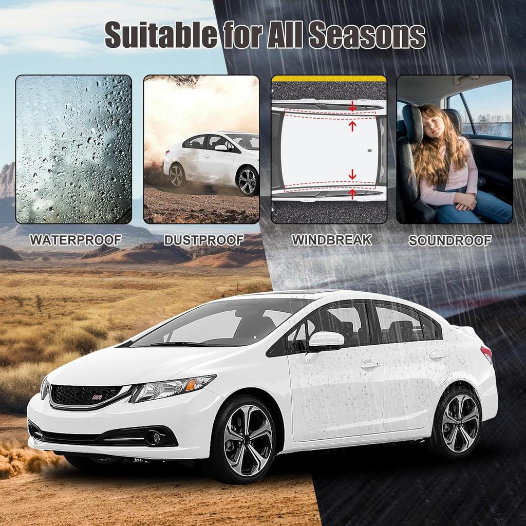 Уплотнительная накладка водостока крыши для 2012-2015 Honda Civic седан 4-дверный, левая и правая 2 шт. Черная резиновая уплотнительная полоса Замена 74316TR0A01 74306TR0A01.