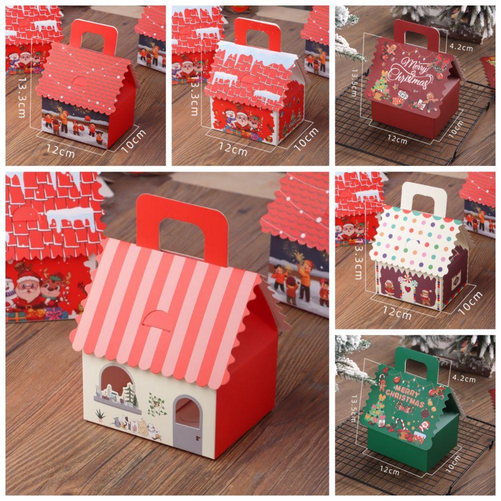 10pcs Christmas Cookie Snack Bag Kraft Paper Packing Box Creative Candy Gift Boxes for Xmas Party