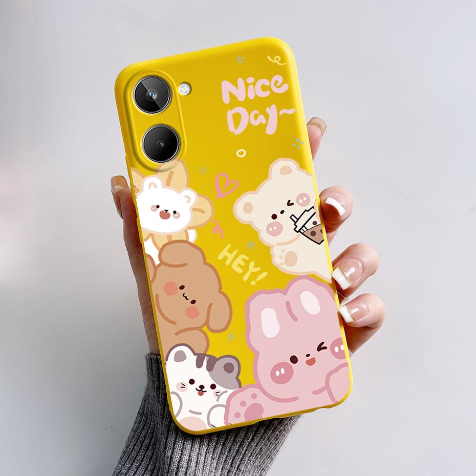 For Realme 10 4G 6.4" Soft Silicone TPU Shockproof Phone Case For Realme 10 RMX3630 Cartoon Pattern Bumper Protective Back Cover
