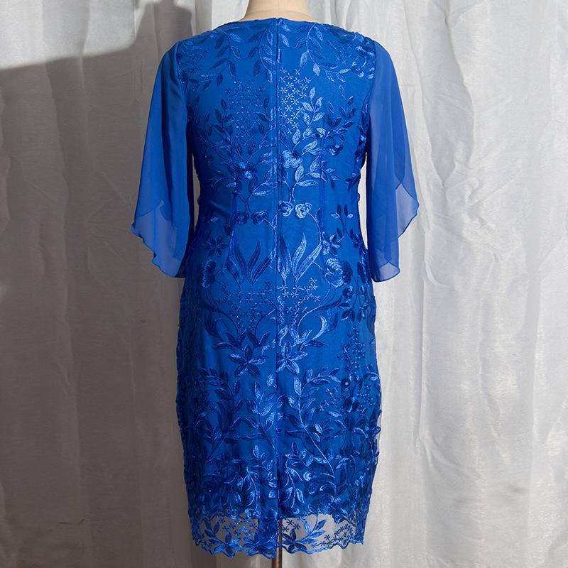 Женское платье Лето с коротким рукавом и вышивкой Женские длинные платья Кружевные платья с круглым вырезом большого размера