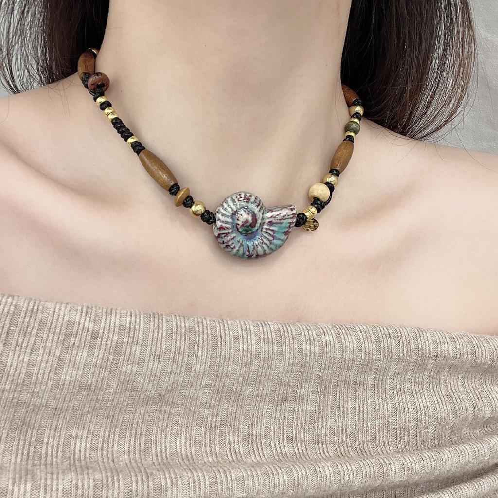 Длинное ожерелье в стиле ретро «ракушка» для женщин — высококачественная, уникальная китайская цепочка для свитера на осень/зиму