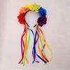 Cute Rainbow Rose Hair Hoop Artificial Flowers Festive Party Hair Accessory  Birthday