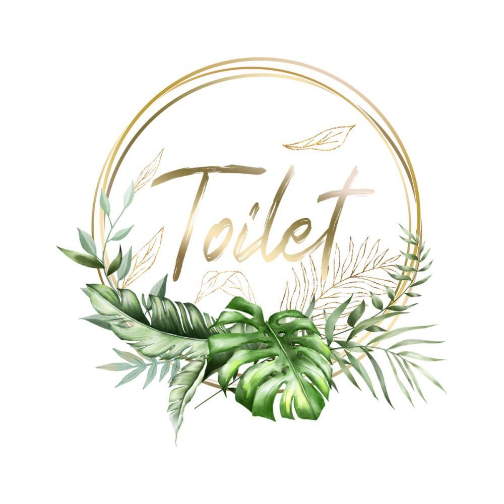 Самоклеящаяся наклейка на стену с цветочным логотипом для туалета, съемная, DIY, знак с растением для туалета, водостойкая, декор двери WC