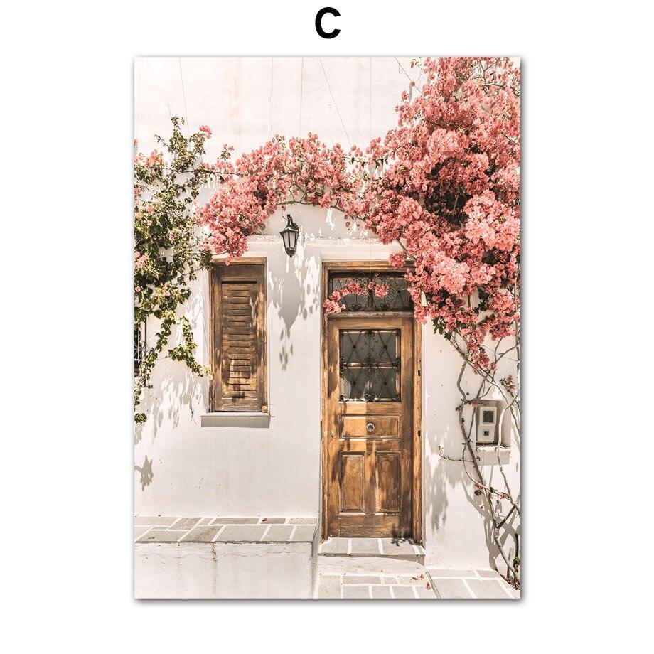 Ретро город цветок вид на улицу автомобиль мото велосипед подоконник настенные постеры художественная живопись на холсте и принты картина для декора гостиной