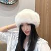 Women Winter Hat Thick Plush Faux Fur Heat Retention Windproof Mongolia Style Bucket Hat Solid Color Outdoor Cycling Skiing Panama Cap