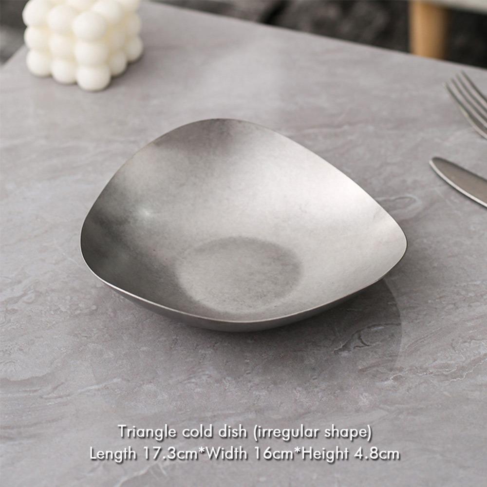 Многофункциональная винтажная металлическая обеденная тарелка, неправильная костяная посуда, ретро тарелки для еды, для обеда