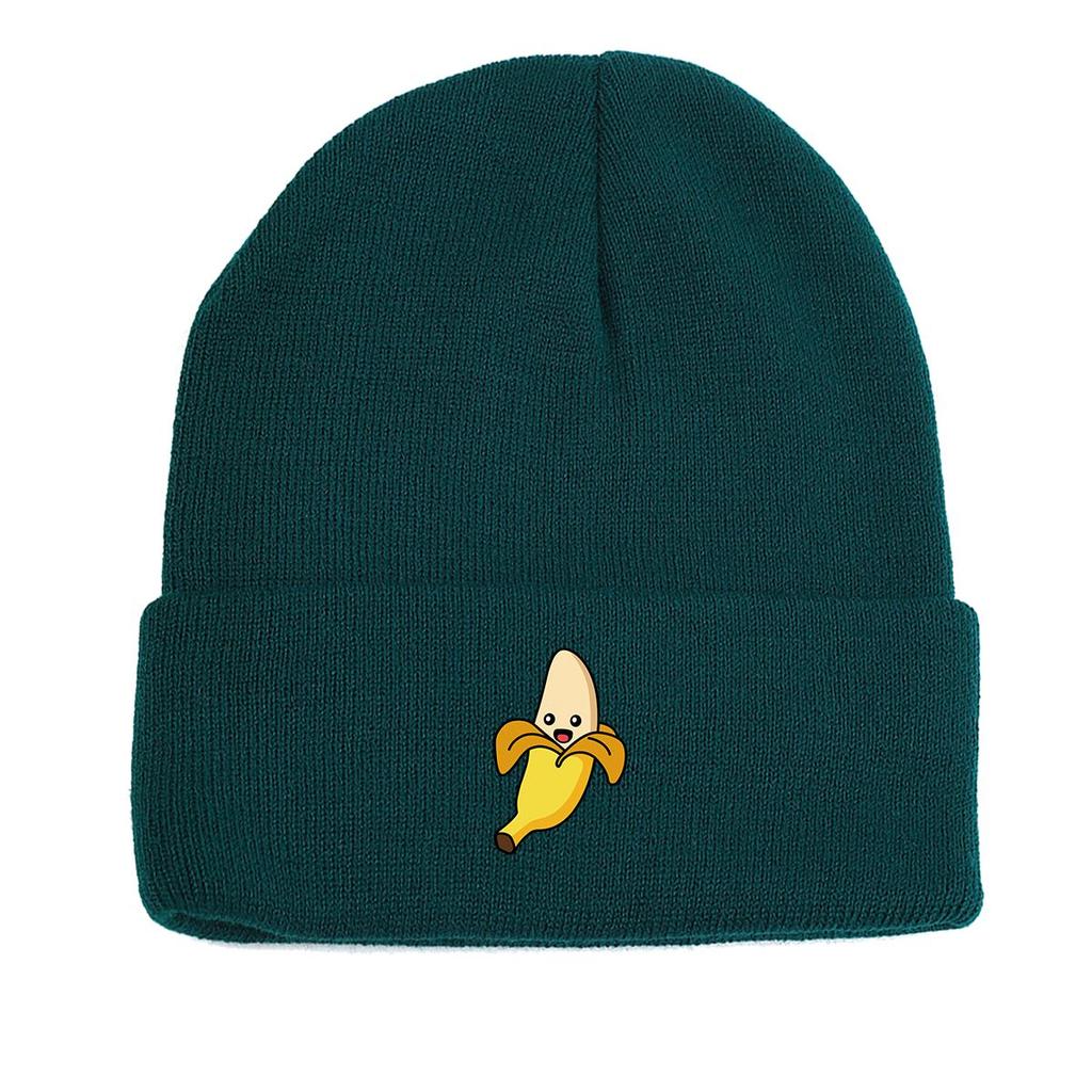 Banana Winter Knit Hat Beanie, Cartoon Fruit Skullies Beanies Soft Autumn Unisex Bobble Hat Knitted Cap Beanie