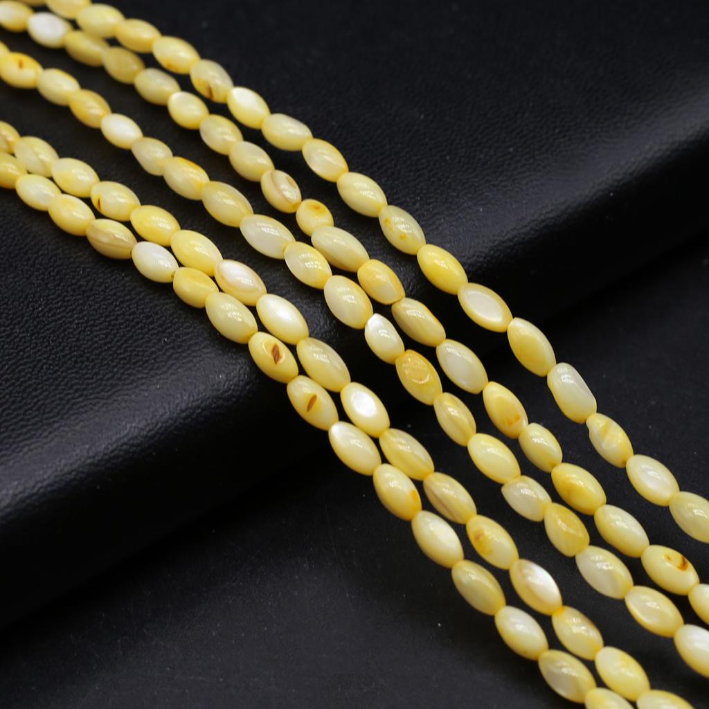 1Strand Natural Freshwater Shell Beads Dyeing Rice Shape Loose Spacer Beads for Jewelry Making DIY Necklace Bracelet Earring Accessories 4x8mm