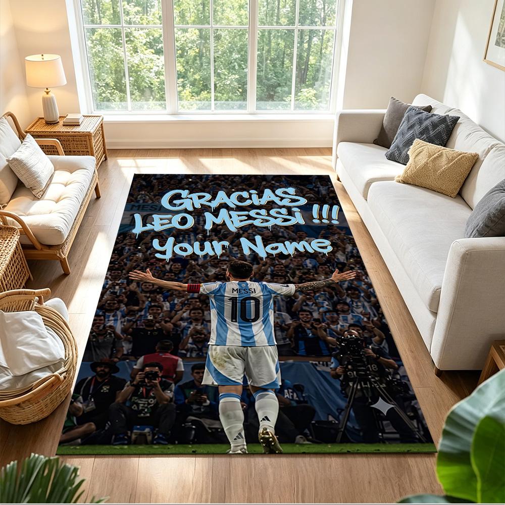 Football Messi Customize Text Floor Mat Perfect for Study room Game Room Foyer Balcony Antislip Carpet Office home decor Wedding Party Gift