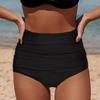 Women's High-Waisted Tummy-Control Slimming Bikini Bottoms with Quick-Dry Ruched Design In Multicolor