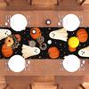 1pc Black Halloween Table Runner with Ghost Pumpkin Pattern Dustproof Durable Tablecloth for Halloween Kitchen Dining Decoration