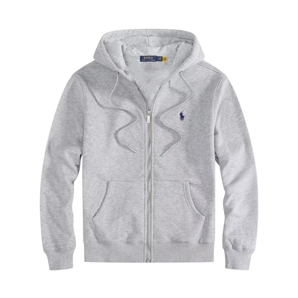 Men's Fleece-Lined Hooded Jacket with Zipper and Embroidery - Fashionable Autumn/Winter Casual Sweatshirt
