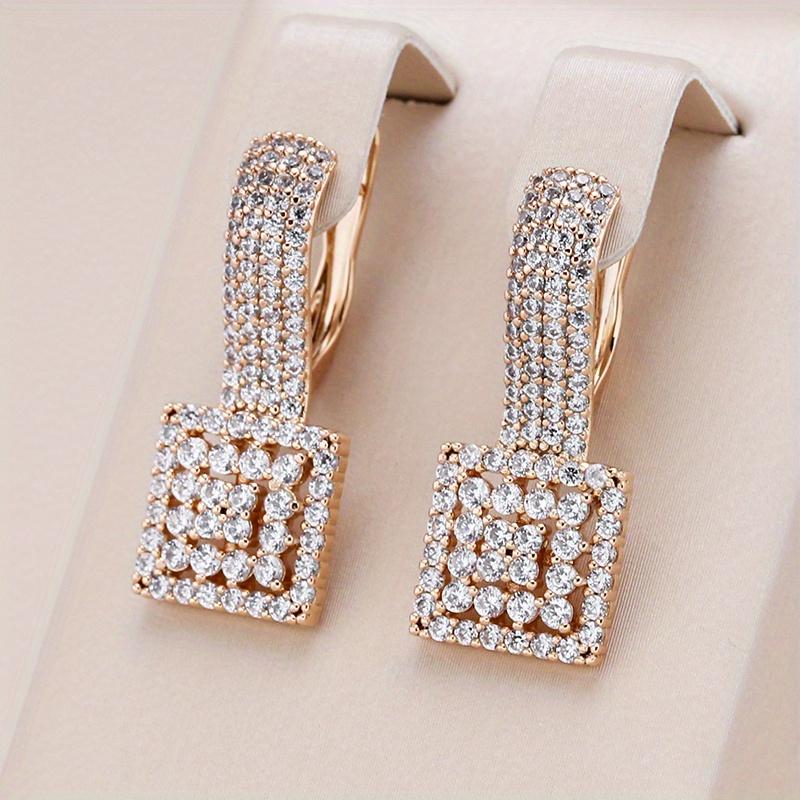 Party Earrings Classic Womens Large Golden Color Square Ethnic Brides Antique Wedding Jewelry
