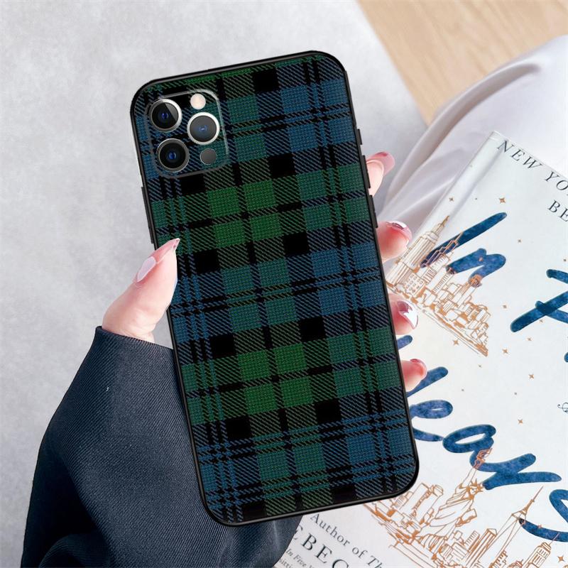 Теплый чехол-плед в шотландскую клетку для iPhone 14 15 16 Pro Max 12 13 Mini 11 Pro Max XR 15 16 Plus 16e Обложка Coque