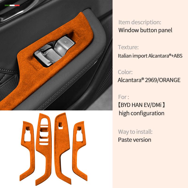 Car Window Lift Button Control Panel Armrest Frame Automotive For BYD Han EV stickers Interior Accessories Cover Trim